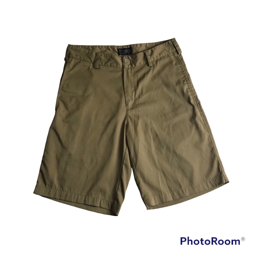 COLUMBIA Golf Mens 28/20 Shorts Omni Wick Flat Front Poly Blend Khaki Tan